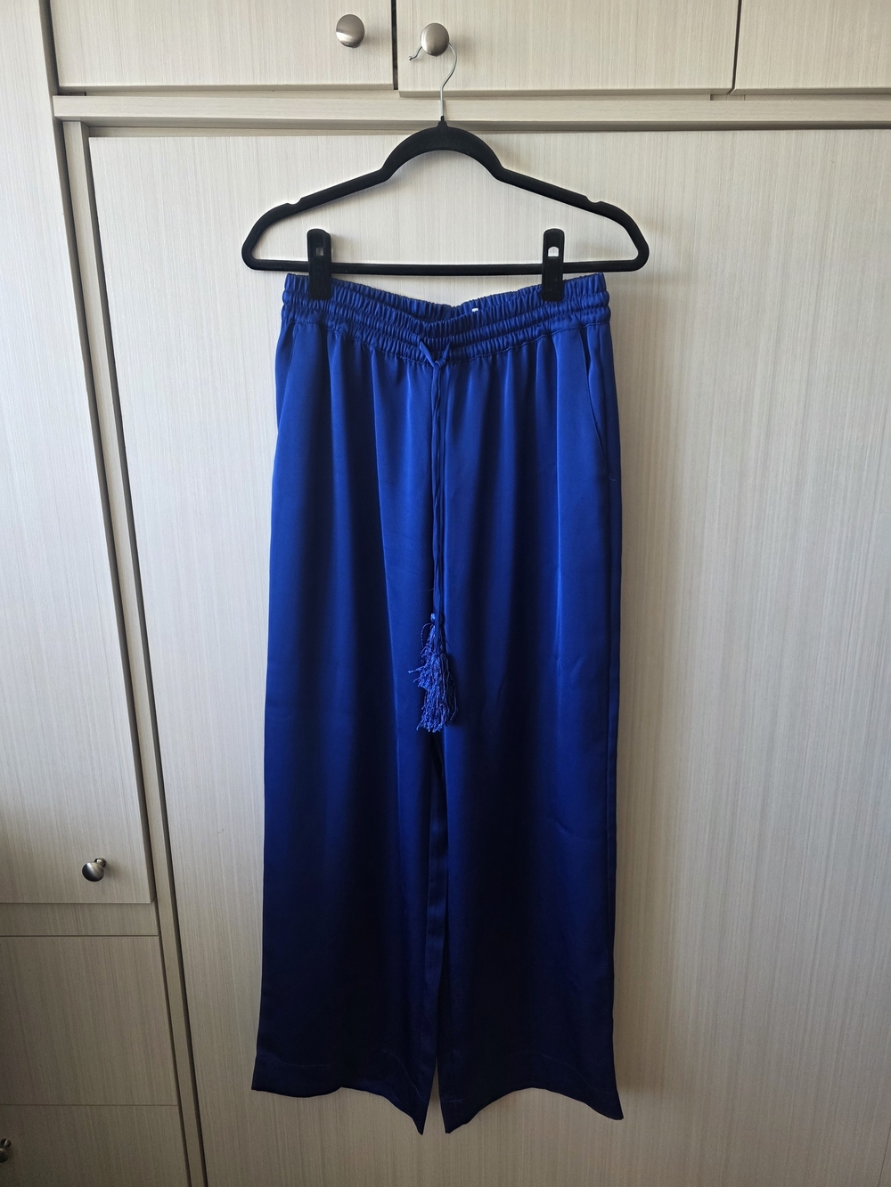 Badgley Mischka Cobalt Blue Drawstring Wide-Leg Pants